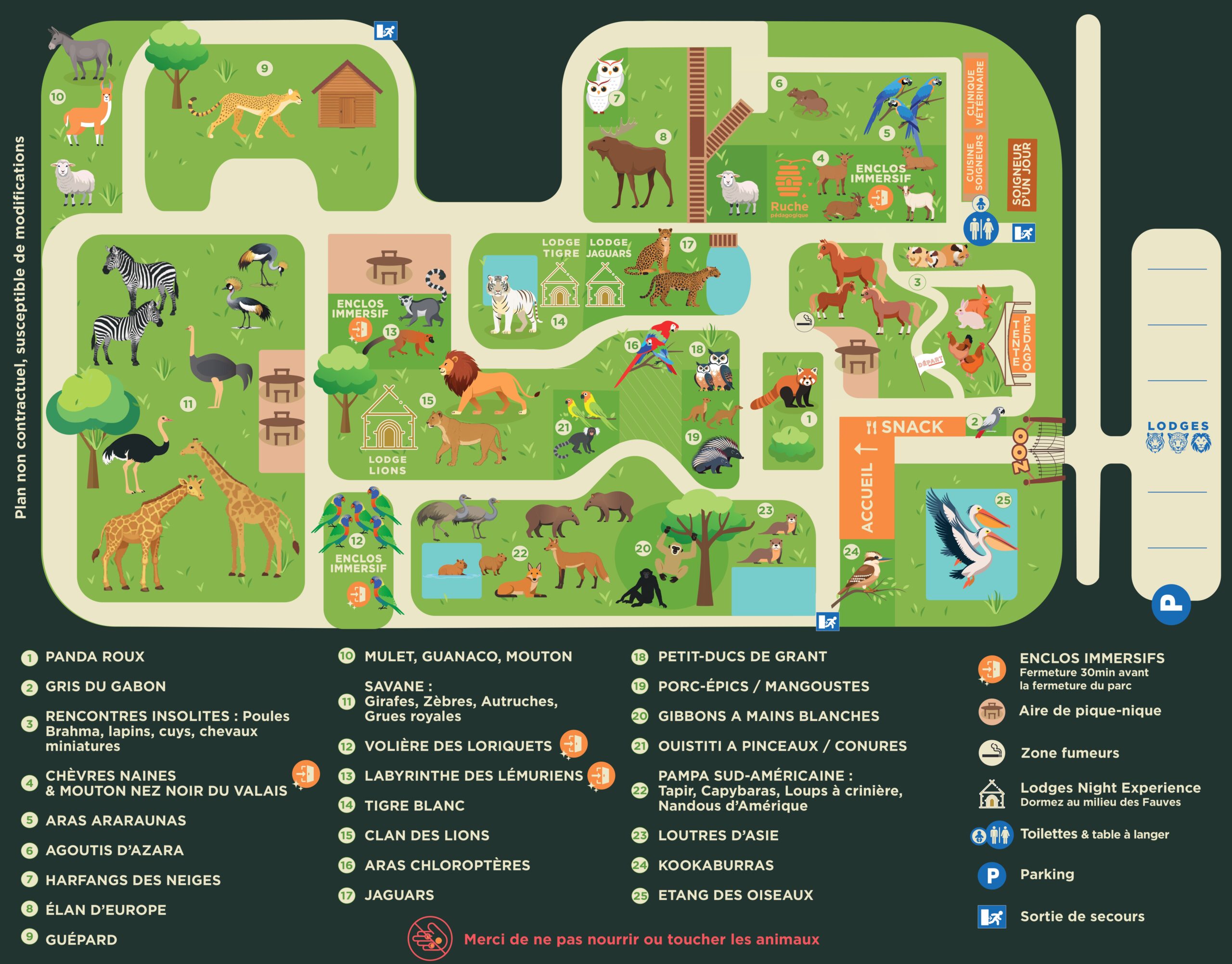 Plan du parc du zoo de Bordeaux Pessac