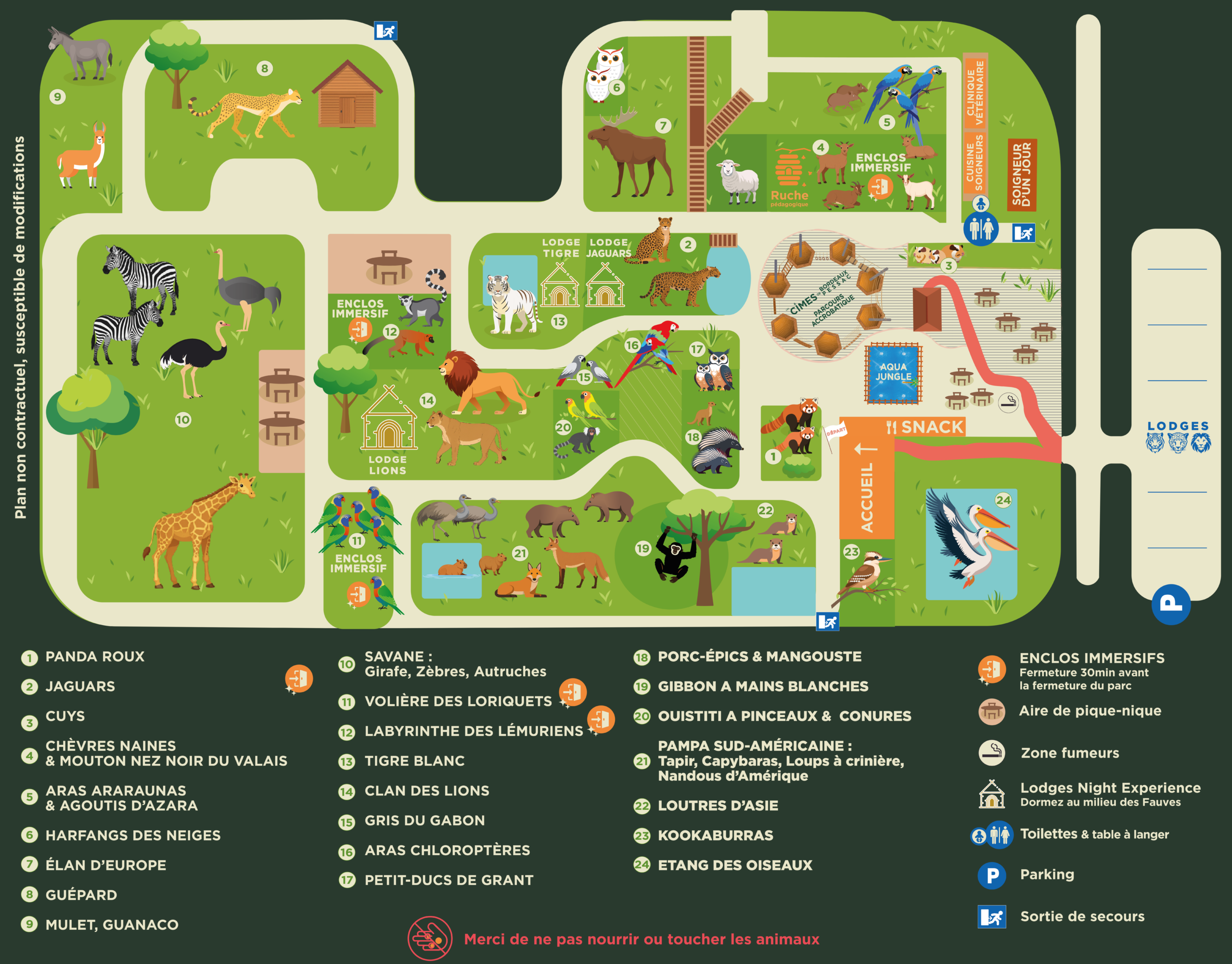 Plan du parc du zoo de Bordeaux Pessac
